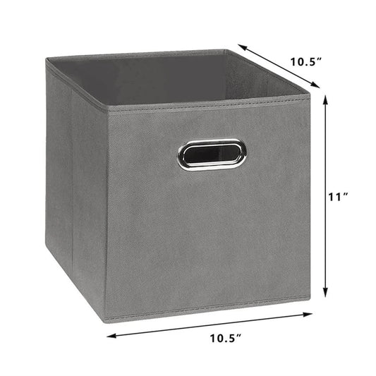 Aurenest Pack of 2 Large Storage Boxes β Non-Woven Fabric Organizer with Adjustable Compartments & Handles β Foldable Clothes & Accessories Container (Grey)