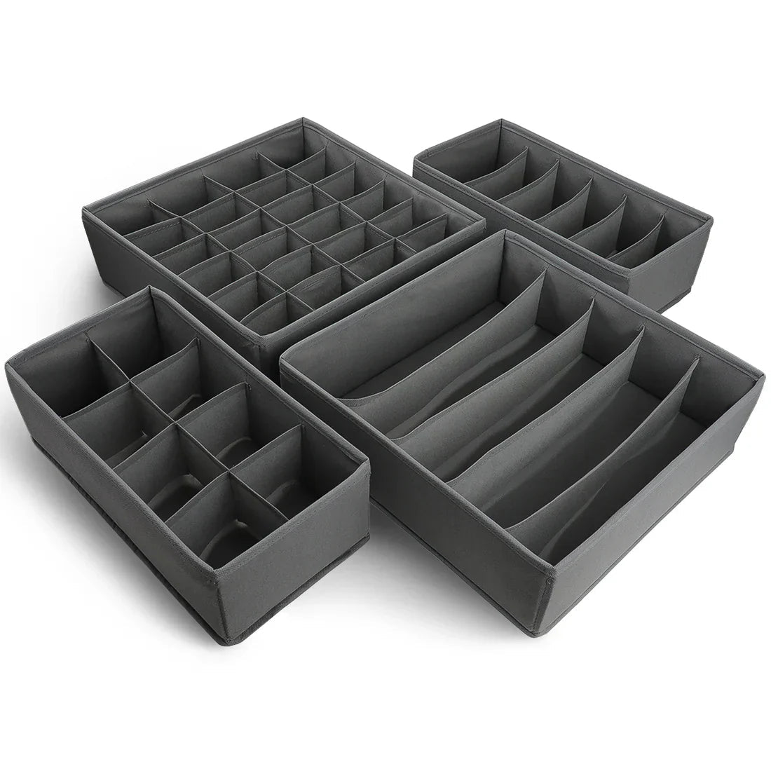 Drawer Organizer Set of 4 Sturdy Drawer Organizer to sort Your bedroom, Wardrobe and Drawer - Tidy Up Your Space with our Collapsible Clothes Organizer for Shirts, Ties, Socks, Bras, Underwear