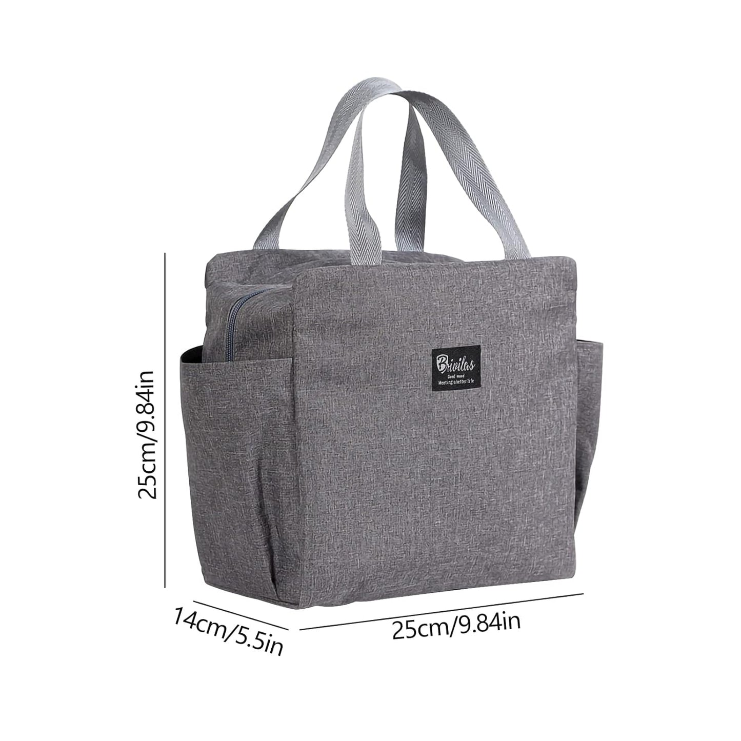 Insulated Lunch Bag for Women & Men – Portable Thermal Cooler Bag for Work, Office & Travel (Grey)"