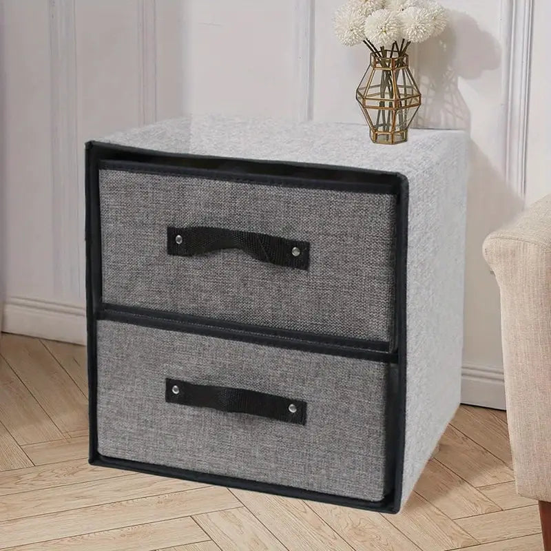 Foldable Fabric 2 Drawers Home Storage Organizer Storage Clothes Scarf Socks Fashion ^ Organizer Box