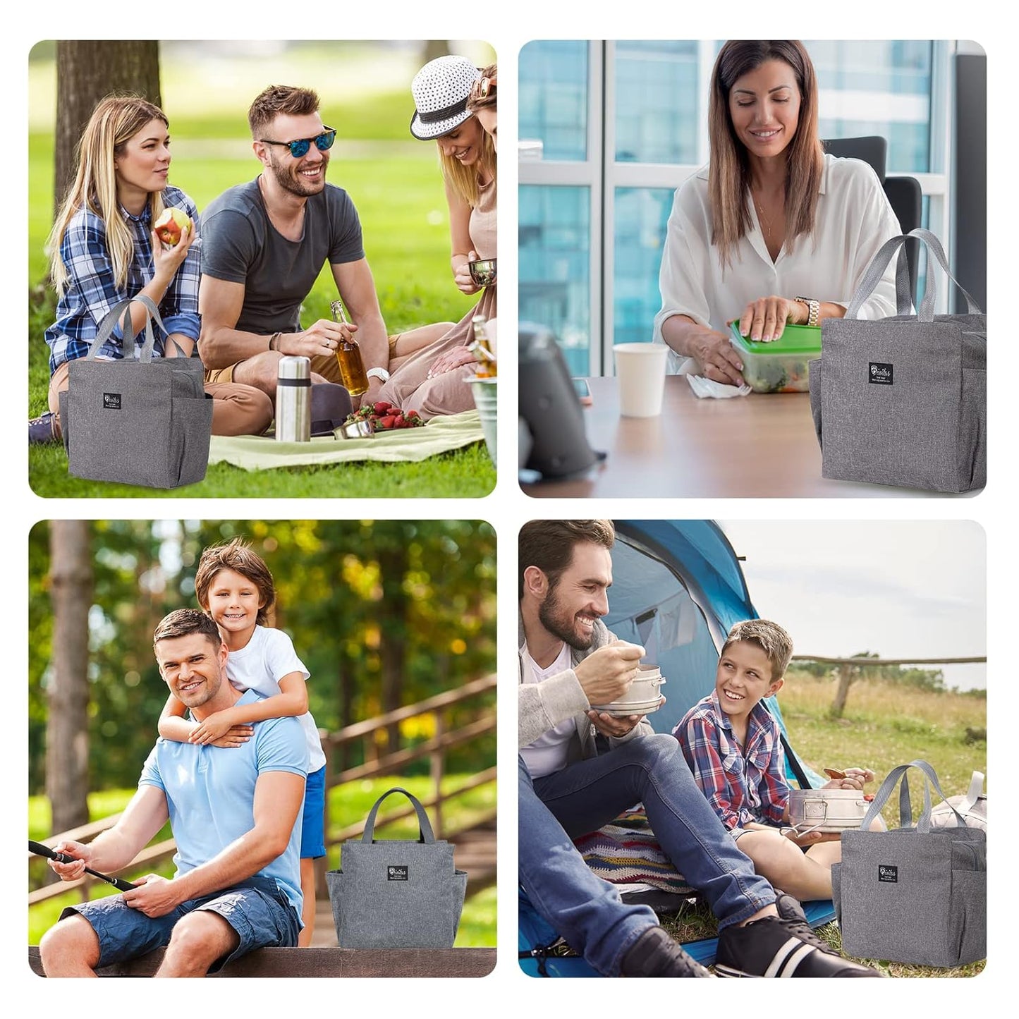 Insulated Lunch Bag for Women & Men – Portable Thermal Cooler Bag for Work, Office & Travel (Grey)"