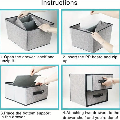 Foldable Fabric 2 Drawers Home Storage Organizer Storage Clothes Scarf Socks Fashion ^ Organizer Box