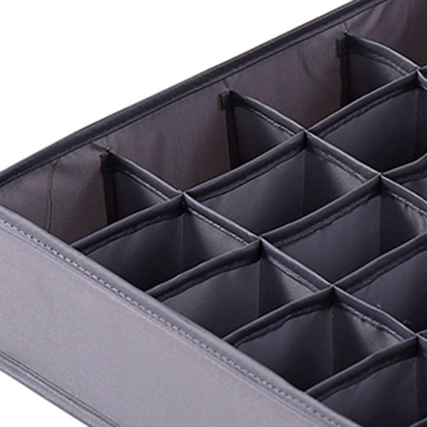 Underwear and Socks Organizer White Box Pair- Zipper Closet Drawer Divider 24 Cells, Storage Box for Socks Underwear