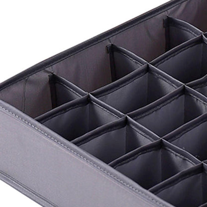 Underwear and Socks Organizer White Box Pair- Zipper Closet Drawer Divider 24 Cells, Storage Box for Socks Underwear