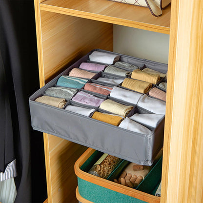 Underwear and Socks Organizer White Box Pair- Zipper Closet Drawer Divider 24 Cells, Storage Box for Socks Underwear