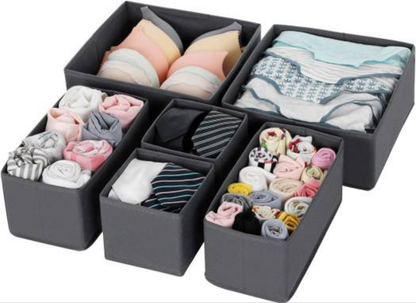 Aurenest Pack of 6 Grey Drawer Organizer Set