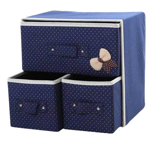 3 Drawer Fabric Storage Box Organizer Makeup organizer socks undergarments (Multicolor, 30 * 30 * 20 cm)