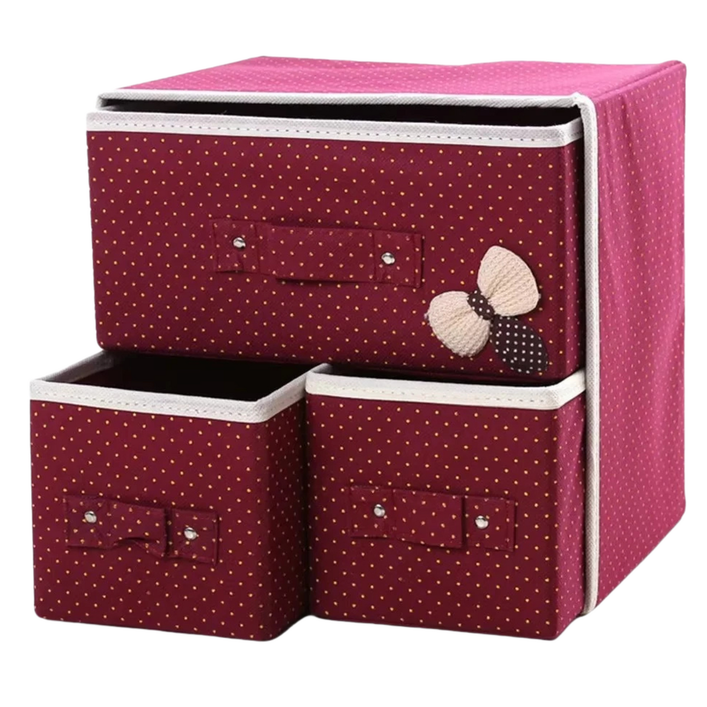 3 Drawer Fabric Storage Box Organizer Makeup organizer socks undergarments (Multicolor, 30 * 30 * 20 cm)