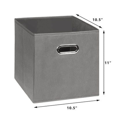 Aurenest Pack of 2 Large Storage Boxes – Non-Woven Fabric Organizer with Adjustable Compartments & Handles – Foldable Clothes & Accessories Container (Grey)