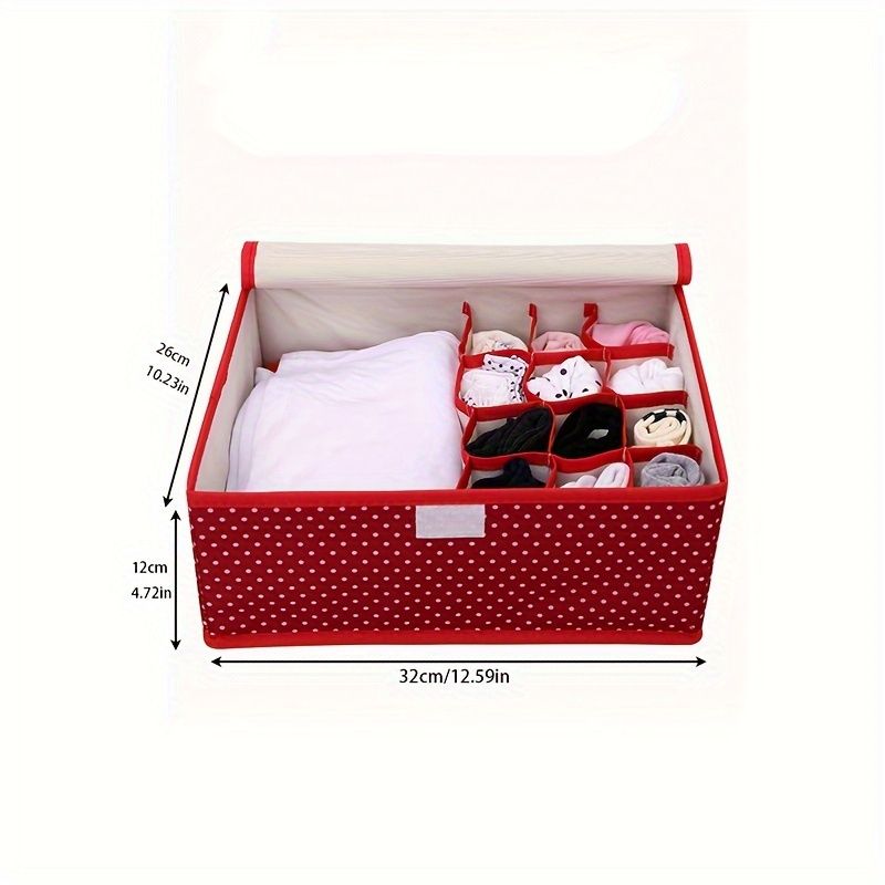Foldable 12-Cell Drawer Organizer Box with Lid – For Socks, Underwear & Accessories