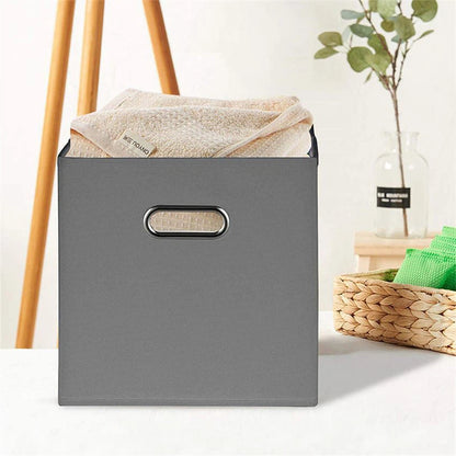 Aurenest Pack of 2 Large Storage Boxes – Non-Woven Fabric Organizer with Adjustable Compartments & Handles – Foldable Clothes & Accessories Container (Grey)