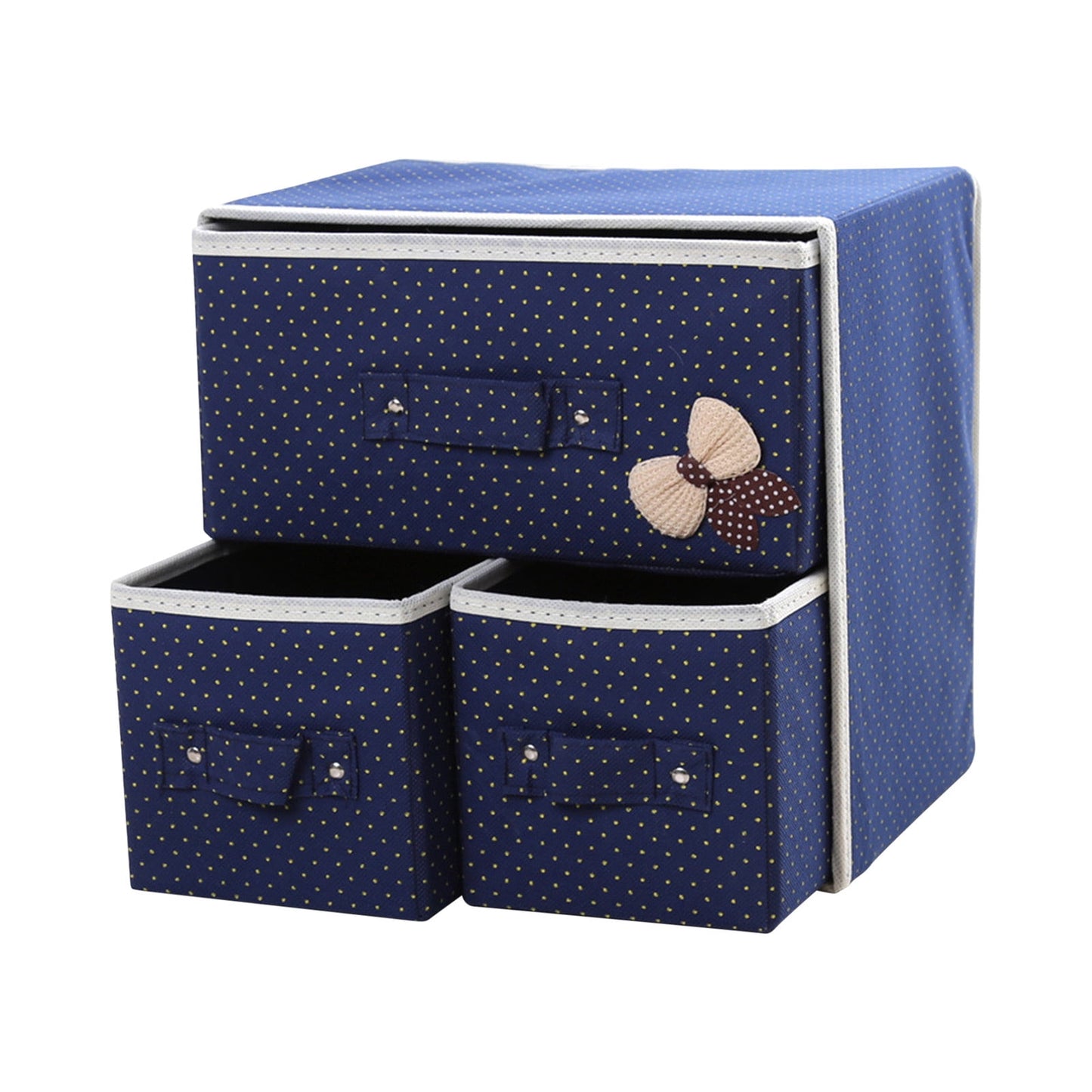3 Drawer Fabric Storage Box Organizer Makeup organizer socks undergarments (Multicolor, 30 * 30 * 20 cm)