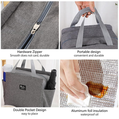Insulated Lunch Bag for Women & Men – Portable Thermal Cooler Bag for Work, Office & Travel (Grey)"