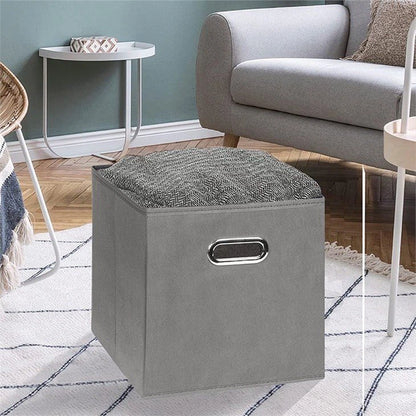 Aurenest Pack of 2 Large Storage Boxes – Non-Woven Fabric Organizer with Adjustable Compartments & Handles – Foldable Clothes & Accessories Container (Grey)