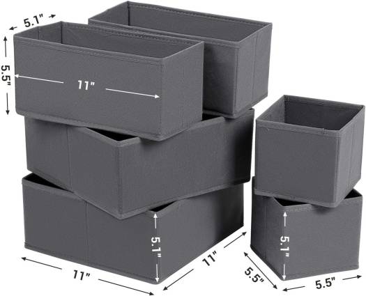 Aurenest Pack of 6 Grey Drawer Organizer Set