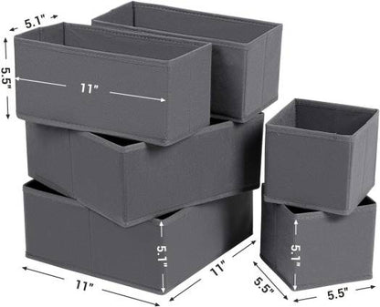 Aurenest Pack of 6 Grey Drawer Organizer Set