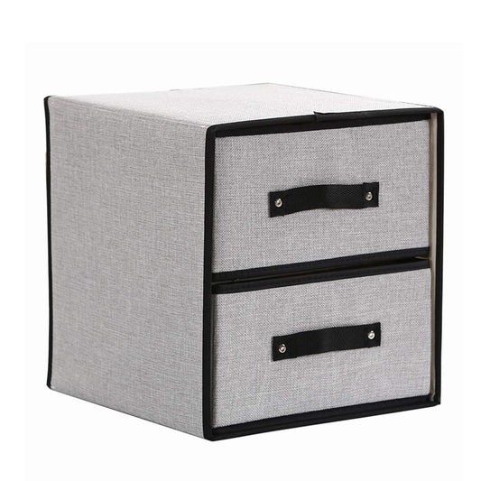 Foldable Fabric 2 Drawers Home Storage Organizer Storage Clothes Scarf Socks Fashion ^ Organizer Box