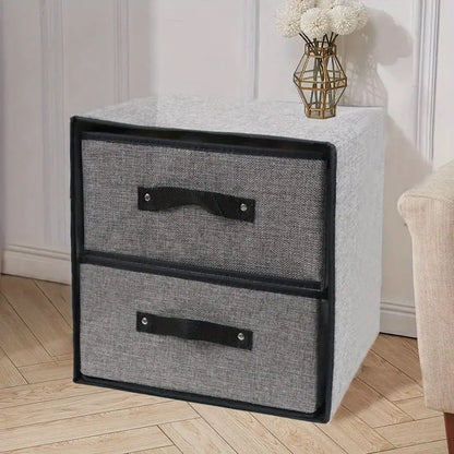 Foldable Fabric 2 Drawers Home Storage Organizer Storage Clothes Scarf Socks Fashion ^ Organizer Box