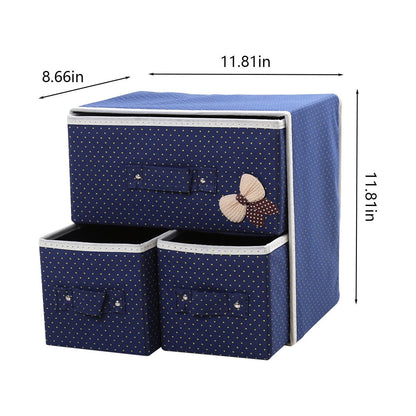 3 Drawer Fabric Storage Box Organizer Makeup organizer socks undergarments (Multicolor, 30 * 30 * 20 cm)